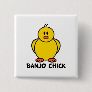 Banjo Chick 2 Inch Square Button