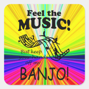 Banjo Feel The Music Square Sticker