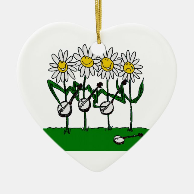 Banjo Flowers Ceramic Ornament (Front)