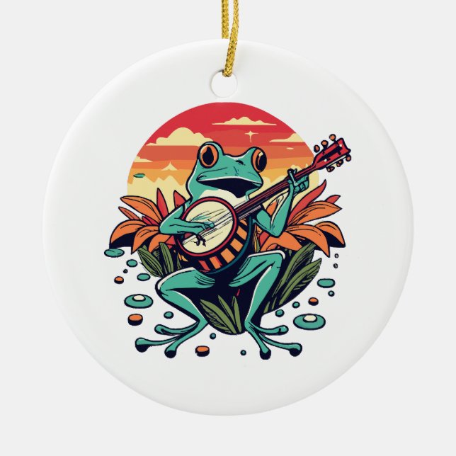 Banjo Frog Ceramic Ornament (Front)