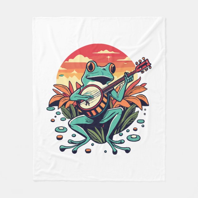 Banjo Frog Fleece Blanket (Front)