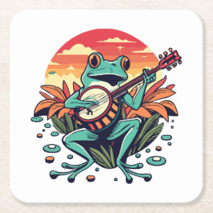Banjo Frog Square Paper Coaster