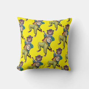 Banjo (Guitar) Player Cat, Louis Wain Throw Pillow