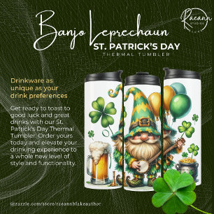 Banjo Leprechaun St. Patrick's Day Thermal Tumbler
