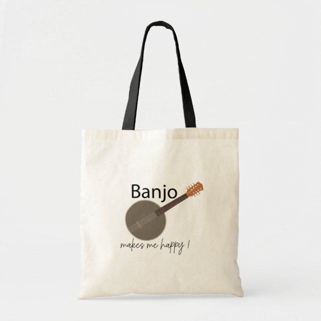 Banjo Makes Me Happy Tote Bag (Front)