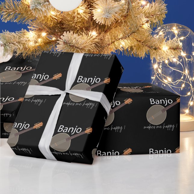 Banjo Makes Me Happy Wrapping Paper (Holidays)