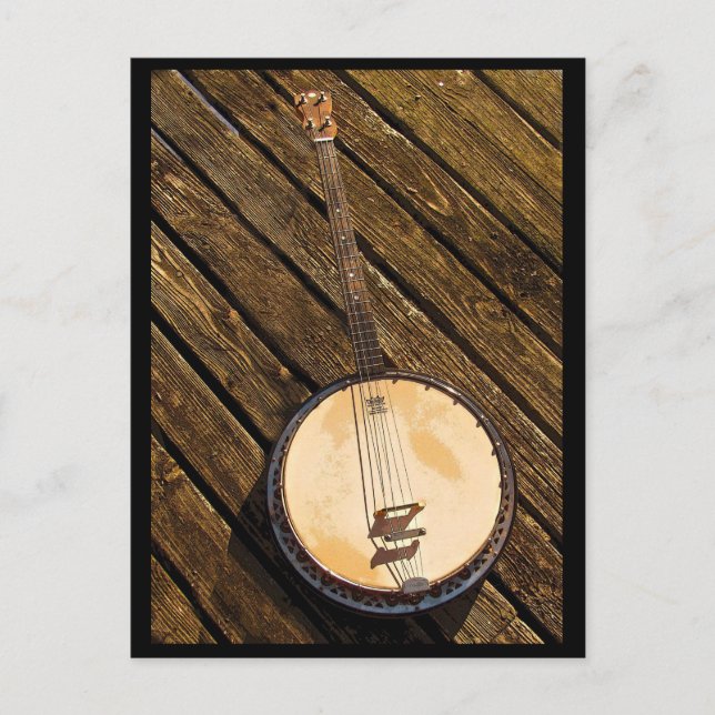 Banjo Music Instrument sur carte postale en bois (Devant)