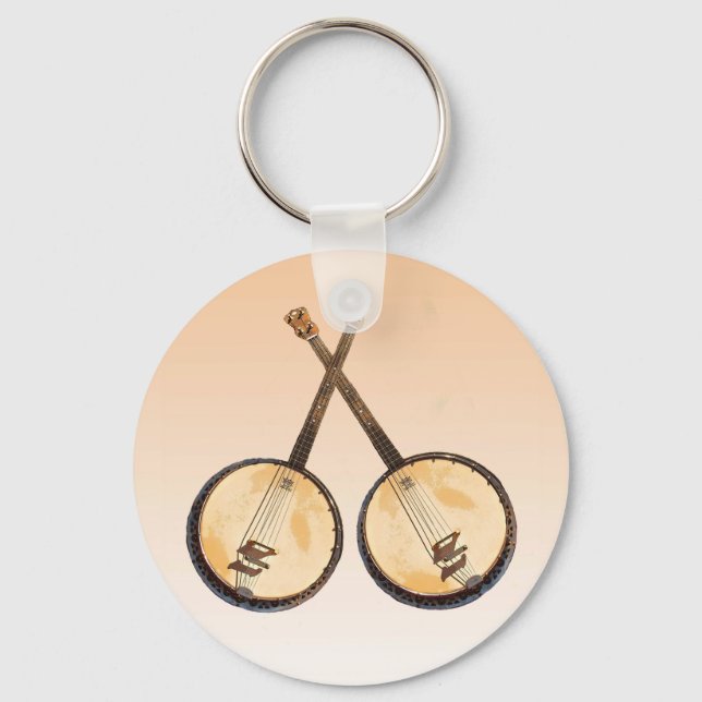 Banjo Music Instruments Keychain (Front)