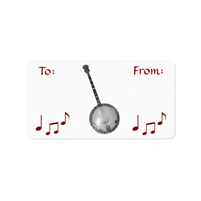 Banjo & Notes Gift Sticker Tag (Front)