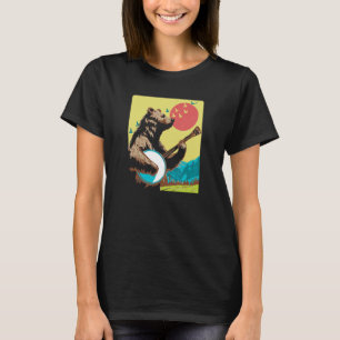Banjo Pickin' Bear Sunset 80s 90s Vibe Graphic T-Shirt