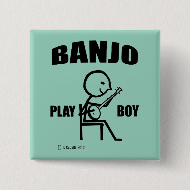 Banjo Play Boy 2 Inch Square Button (Front)