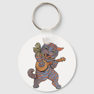 Banjo Playing Cat Keychain