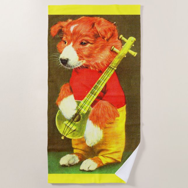 Banjo puppy beach towel (Front)