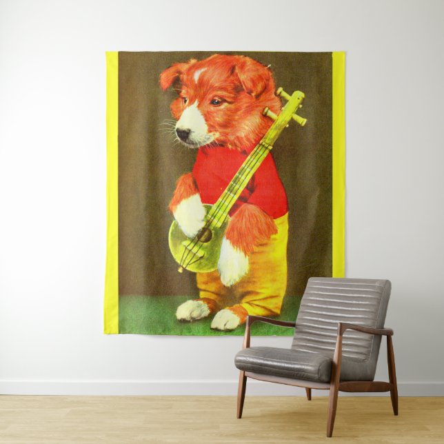 Banjo puppy tapestry (In Situ)