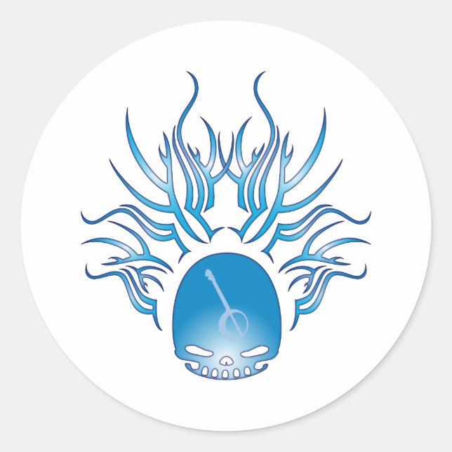 Banjo Skull Classic Round Sticker (Front)