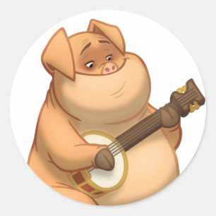 Banjo-Strummin' Pig Stickers