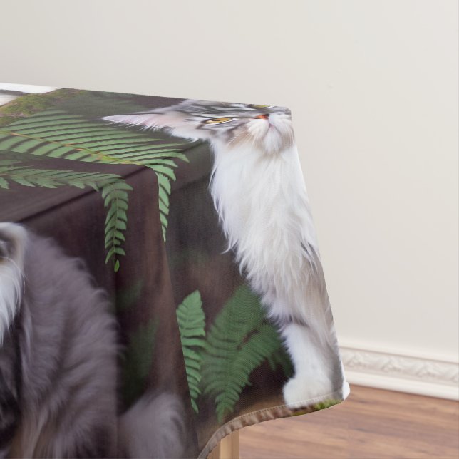 Banjo The Fluffy Gray And White Persian Cat,  Tablecloth (In Situ)