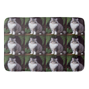 Banjo The Fluffy Grey And White Persian Bath Mat
