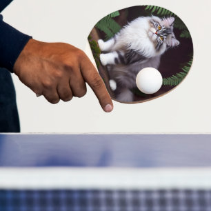 Banjo The Fluffy Grey And White Persian Cat, Ping Pong Paddle