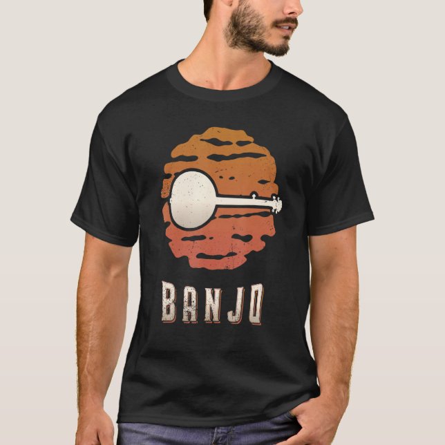 Banjo Vintage Retro Classic Sunset Music T-Shirt (Front)