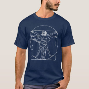 Banjo Vitruvian Man Funny Bluegrass Folk Music Ban T-Shirt