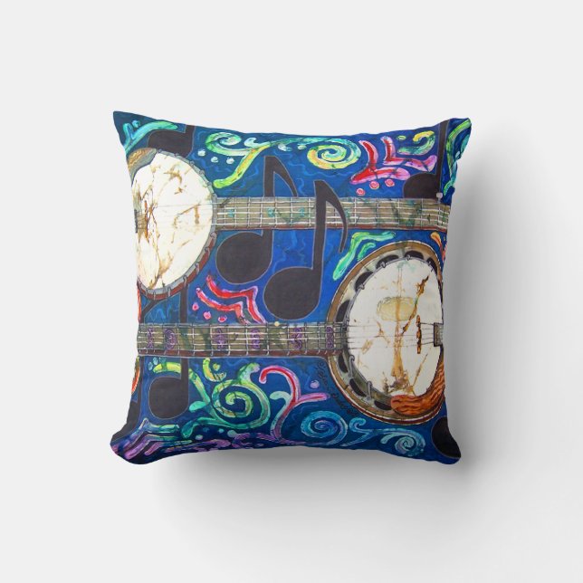 Banjos Polyester Throw Pillow 16" x 16" (Front)