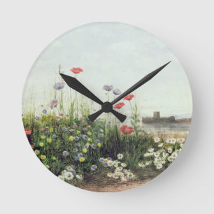 Bank of Summer Flowers Round Clock