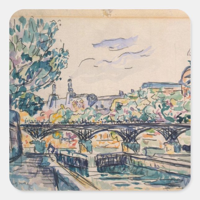 Bank of the Seine near the Pont des Arts Square Sticker (Front)