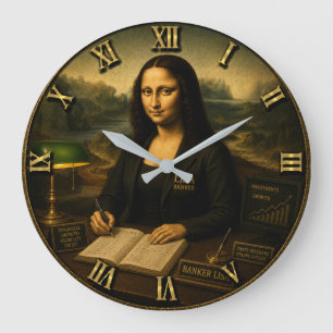 Banker Funny Mona Lisa Large Clock