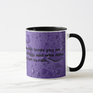 BANKER - Funny quote mug w purple raindrop graphic