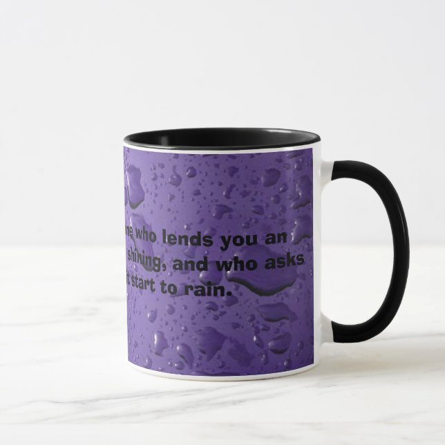 BANKER - Funny quote mug w purple raindrop graphic (Right)