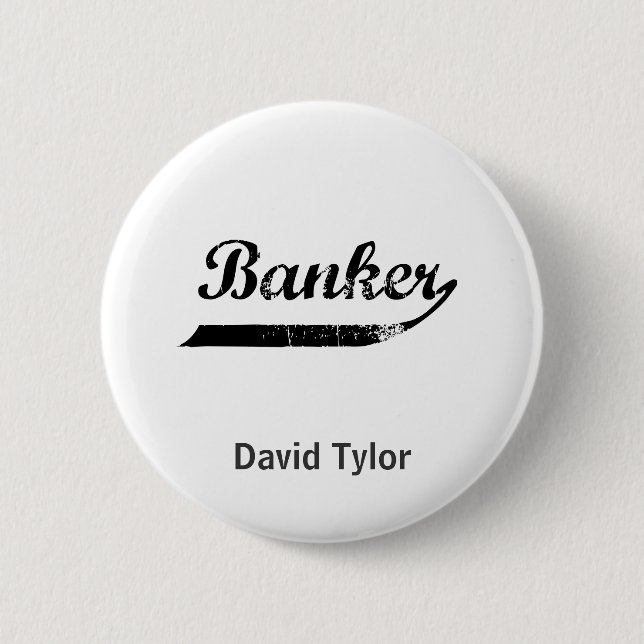 Banker typography 2 inch round button (Front)