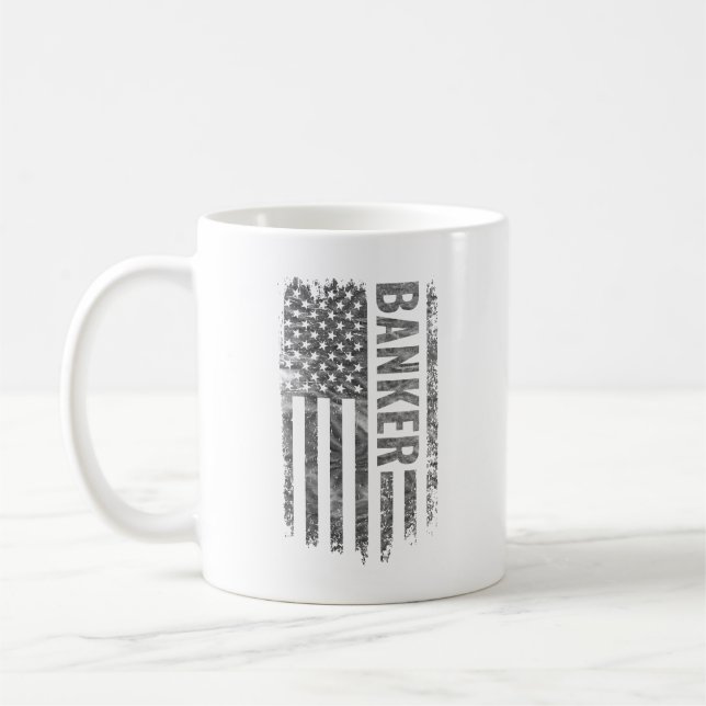 Banker USA Flag Distressed design Coffee Mug (Left)