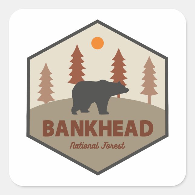 Bankhead National Forest Alabama Bear Square Sticker (Front)