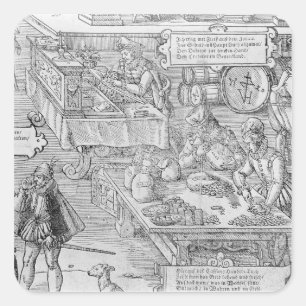 Banking Scene Square Sticker