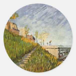 Banks of Seine, Pont de Clichy by Vincent van Gogh Classic Round Sticker