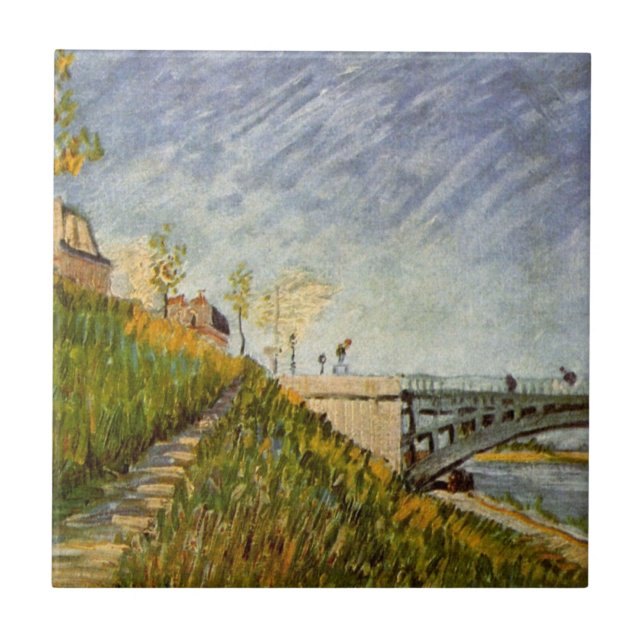 Banks of Seine, Pont de Clichy by Vincent van Gogh Tile (Front)