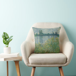 Banks of the Seine by Claude Monet Throw Pillow