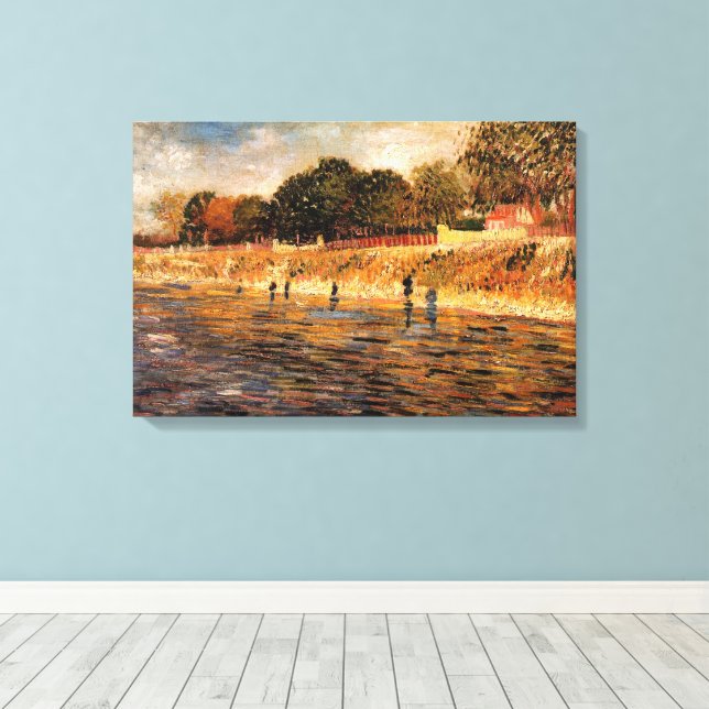 Banks of the Seine by Vincent van Gogh Canvas Print (Insitu(Wood Floor))