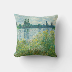 Banks of the Seine River by Monet Throw Pillow