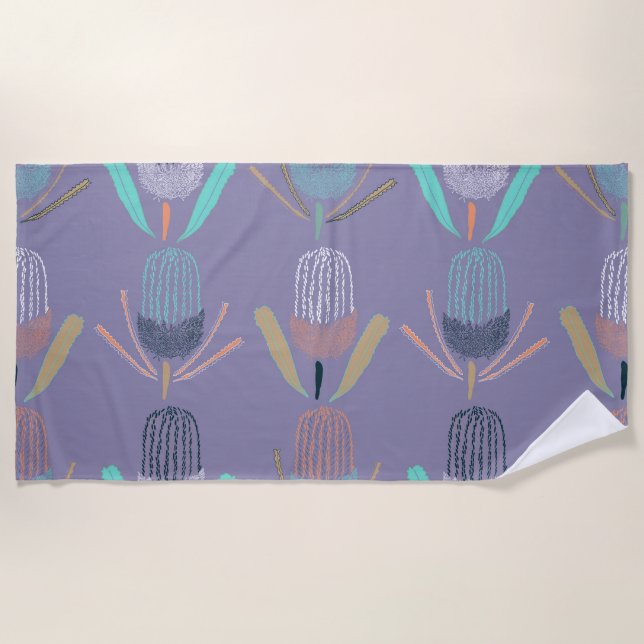 Banksia Lilac Beach Towel (Front)