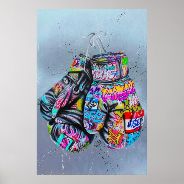 Banksy Boxing Gloves Poster, Banksy Graffiti Stree Poster (Front)