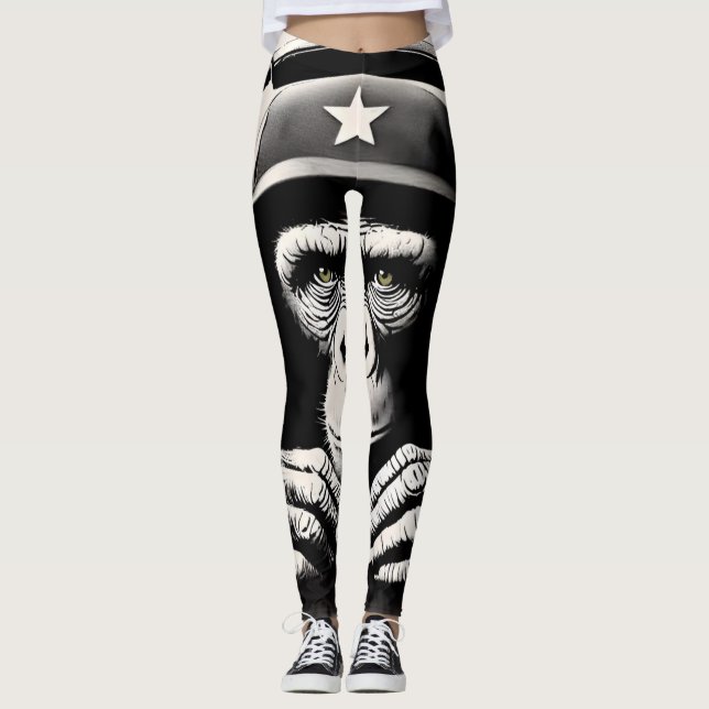 Banksy DJ Monkey Gorilla Chimp Art Print Leggings (Front)