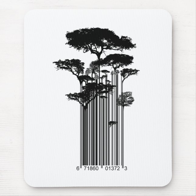 Banksy Style Barcode Trees illustration Mouse Pad (Front)