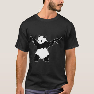 Banksy'S Panda Holding Assault Rifles  T-Shirt