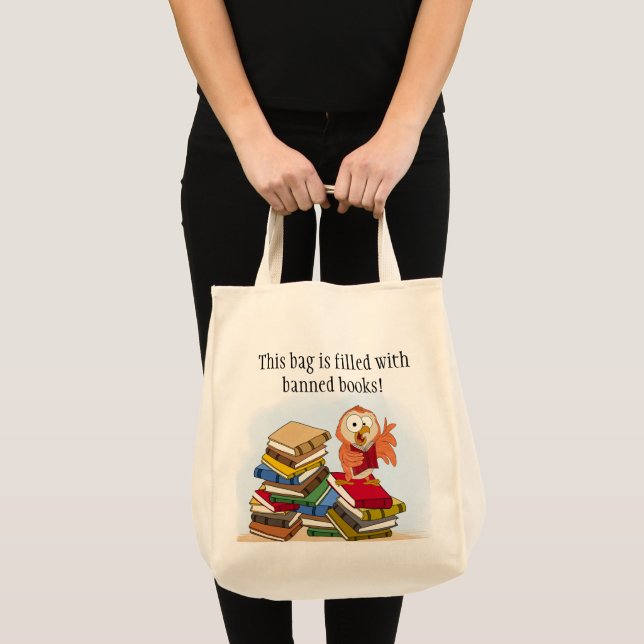 Banned Book Owl Tote Bag (Front (Product))