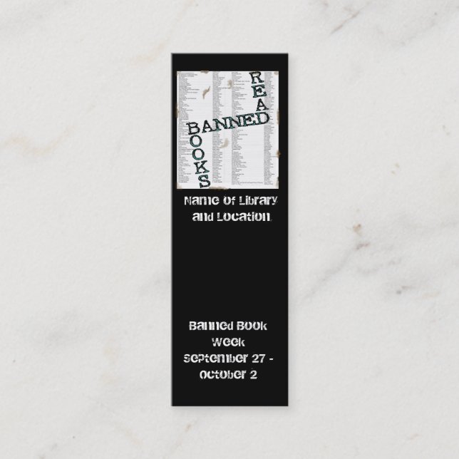 Banned Book Week Mini Bookmark to Customize Business Card (Front)