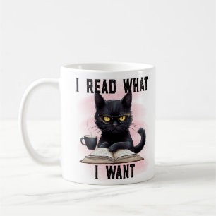 Banned Books "I Read What I Want" Book and cats  Coffee Mug