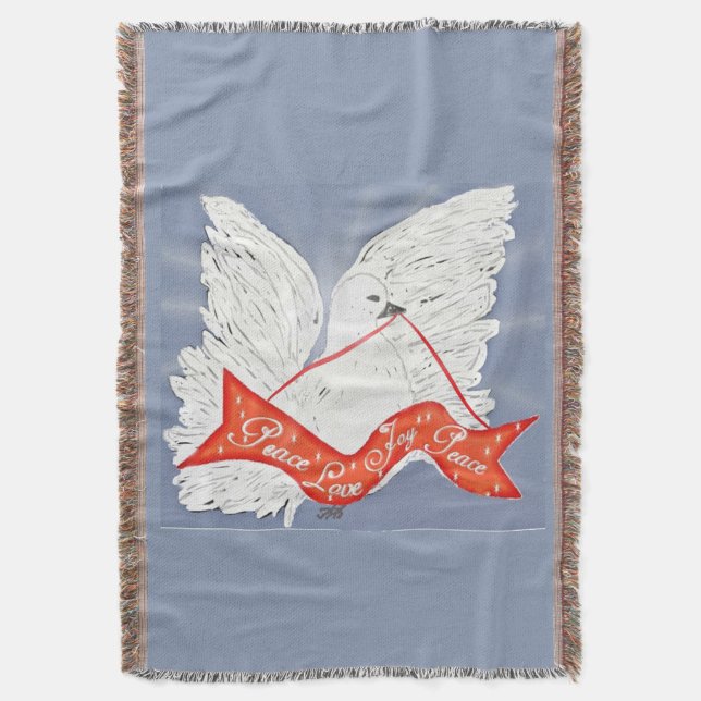 Banner Dove Throw Blanket (Front Vertical)