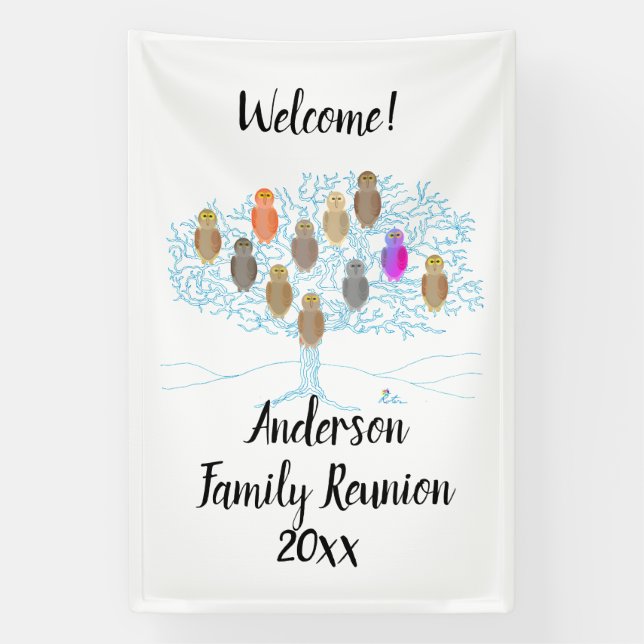 Banner - Family Tree with Owls (Vertical)